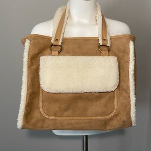 Bath & Body Bag brown and cream, faux suede, Gently used, good condition